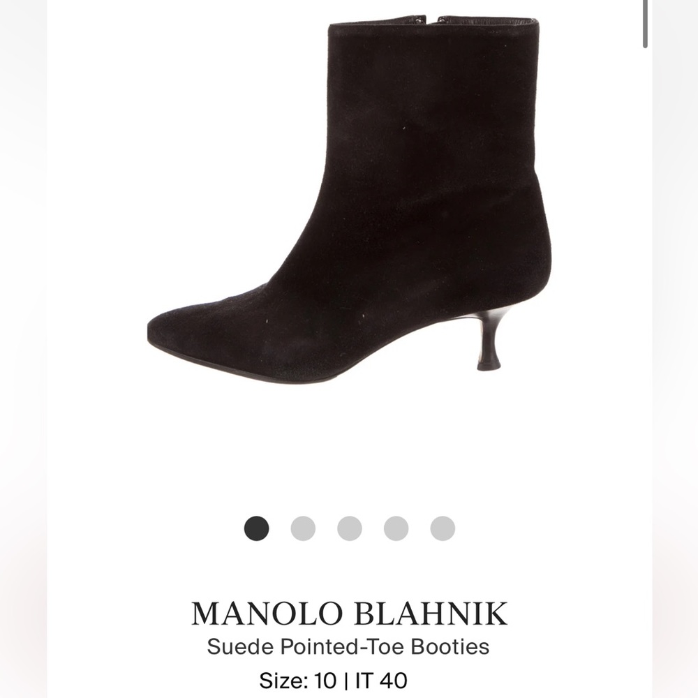 Manolo Blahnik suede pointed toe booties bought from TRR